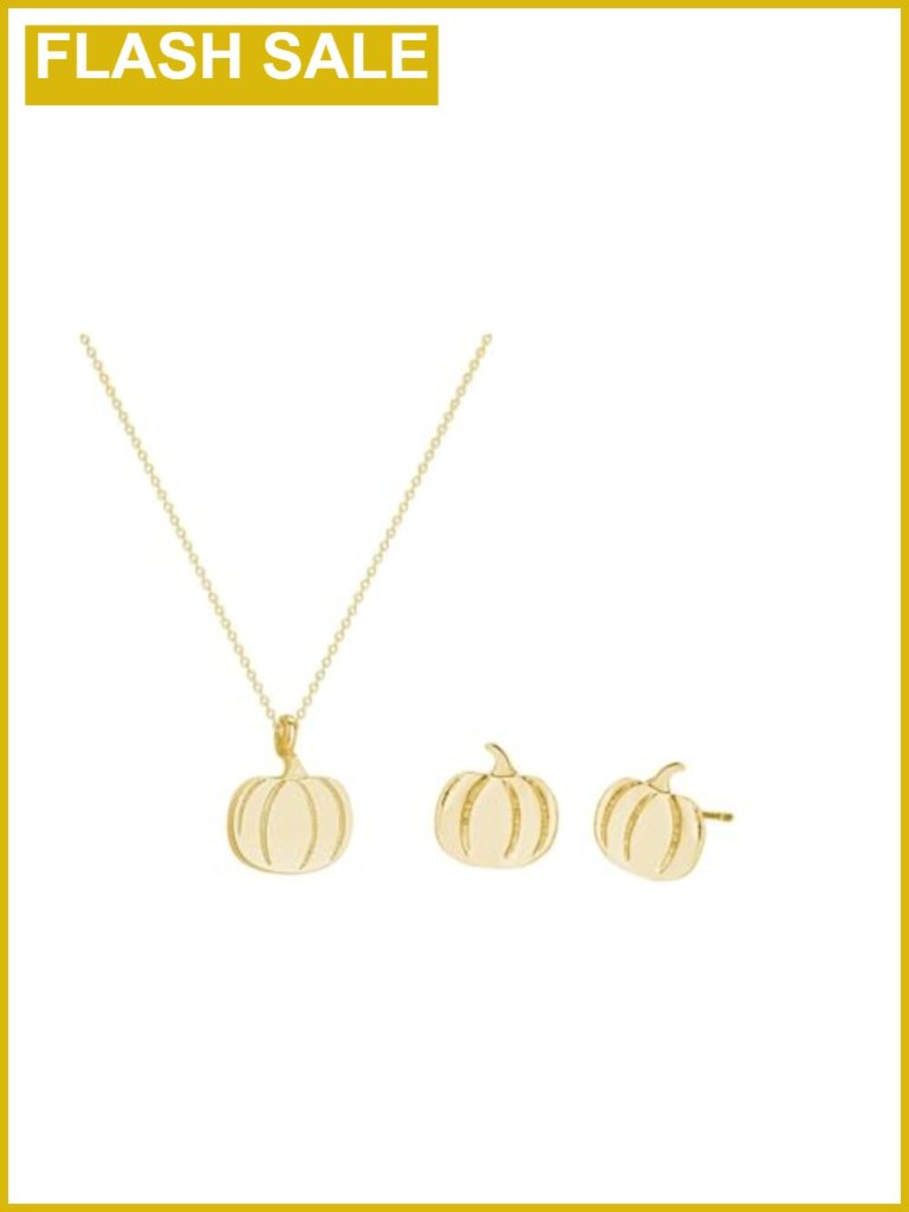 Pumpkin Necklace Stud Earrings Jewelry Set Brass Halloween Fall Gift